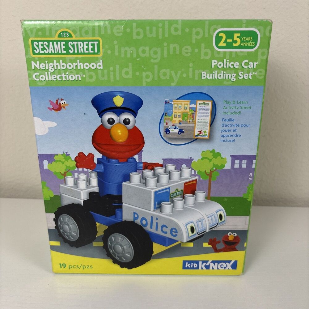 Kid K'nex Sesame Street Neighborhood Collection Police Car Building Set SEALED
